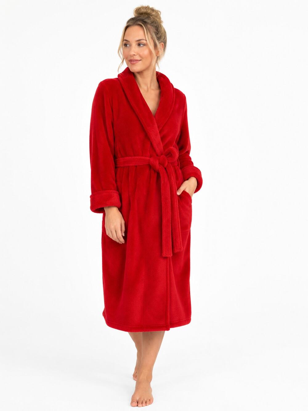 DAN186 Secret Treasures Red Plush Fleece Robe XL XXL 16 18 Belted Cozy